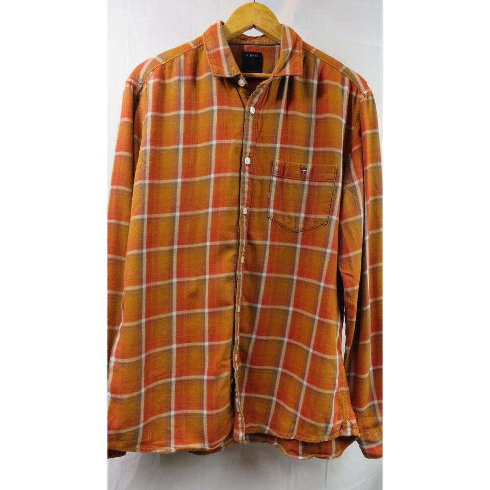 Louis Philippe Men's Super Slim Fit Cotton Plaid Flannel Shirt Size 40 Casual